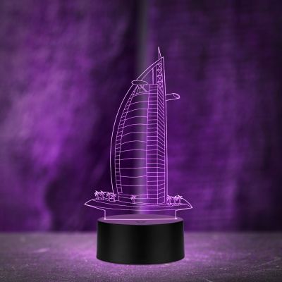 3D Illusion Burj-al-arab Led Night Lamp Multicolored Light Gift for Birthday